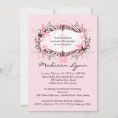 Cross Zebra Frame Baby Girl Taufe Inlinisation Einladung (Vorderseite)