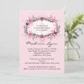 Cross Zebra Frame Baby Girl Taufe Inlinisation Einladung (Stehend Vorderseite)