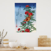 Crossbill auf einem Thistle, Hokusai Poster (Küche)