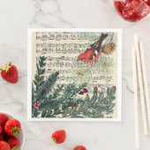 Crossbill mit Partitur und Kiefernspalten Serviette (Beispiel)