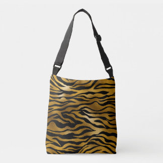 Crossbody Bag Gold & Black Tiger Streifen Tragetaschen Mit Langen Trägern