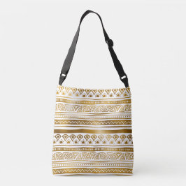 Crossbody Bag Gold & White Tribal Muster Tragetaschen Mit Langen Trägern