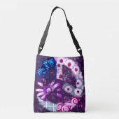 Crossbody Bag Purpura - Abstrakte Art des Friedens Tragetaschen Mit Langen Trägern (Rückseite)