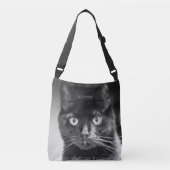 Crossbody Handtasche des schwarze Katzen-Felsens (Vorderseite)