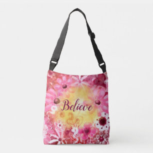Crossbody Purise - Whimsical Floral "Glaube" Tragetaschen Mit Langen Trägern