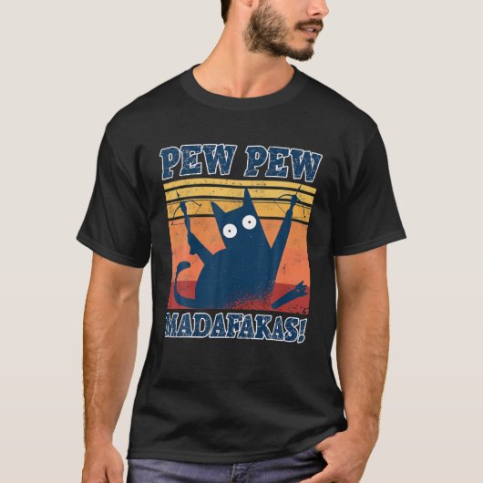 Crossbow Cat Pew Pew Madafakas T-Shirt Funny Cat C (Vorderseite)