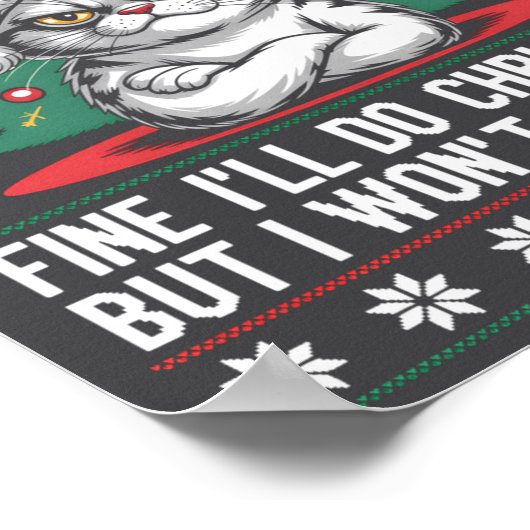Crossed Arms Cat Funny Christmas Ugly Sweater Long Poster (Ecke)