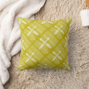 Crossed Arrows Chartreuse und Ivory Design Pillow Kissen