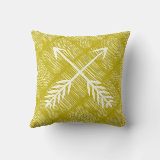 Crossed Arrows Chartreuse und Ivory Design Pillow Kissen (Rückseite)