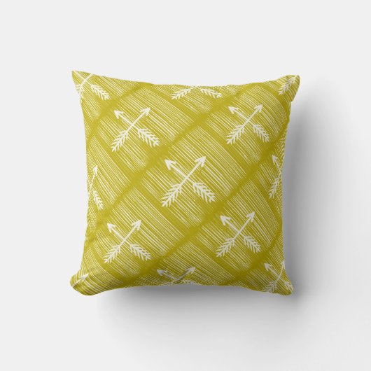 Crossed Arrows Chartreuse und Ivory Design Pillow Kissen (Vorderseite)