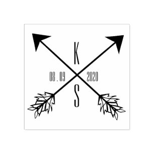 Crossed Arrows Monogram Wedding Wood Art Gummistempel