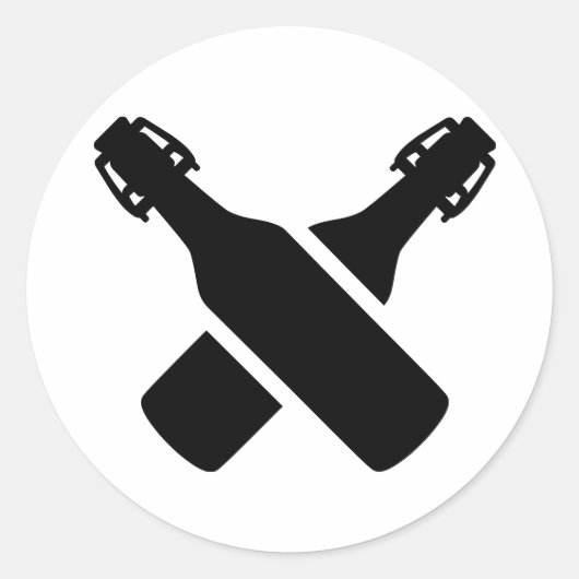 Crossed Beer Flaschen Runder Aufkleber (Vorderseite)