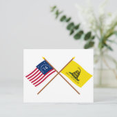 Crossed Bennington und Gadsden Flags Postkarte (Stehend Vorderseite)