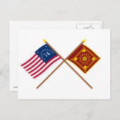Crossed Bennington und Pulaski Flags Postkarte (Vorne/Hinten)