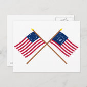 Crossed Betsy Ross und Bennington Flags Postkarte (Vorne/Hinten)