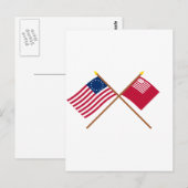 Crossed Betsy Ross und Brandywine Flags Postkarte (Vorne/Hinten)