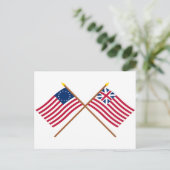 Crossed Betsy Ross und Grand Gewerkschaft Flags Postkarte (Stehend Vorderseite)