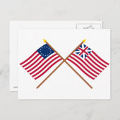 Crossed Betsy Ross und Grand Gewerkschaft Flags Postkarte (Vorne/Hinten)