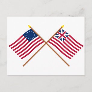 Crossed Betsy Ross und Grand Gewerkschaft Flags Postkarte
