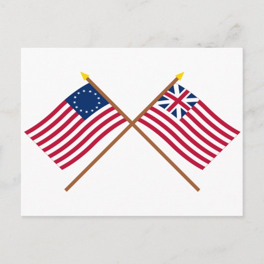 Crossed Betsy Ross und Grand Gewerkschaft Flags Postkarte (Vorderseite)