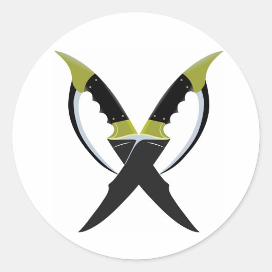 Crossed Blades Runder Aufkleber (Vorderseite)