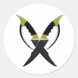 Crossed Blades Runder Aufkleber