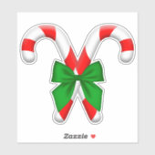 Crossed Candy Canes mit Big Green Bow Stickers Aufkleber (Blatt)
