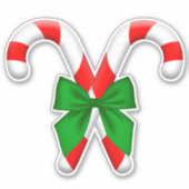 Crossed Candy Canes mit Big Green Bow Stickers Aufkleber