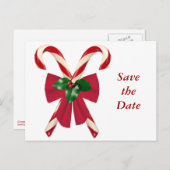Crossed Candy Canes mit Bow Postcard Ankündigungspostkarte (Vorne/Hinten)