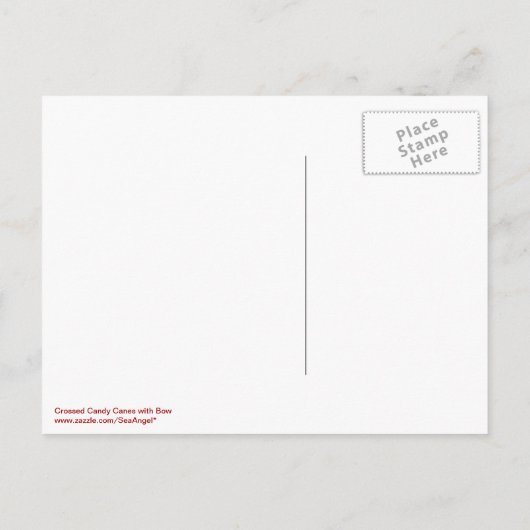 Crossed Candy Canes mit Bow Postcard Ankündigungspostkarte (Rückseite)