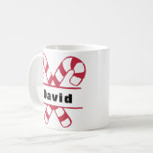 Crossed Candy Canes Weihnachten Kaffeetasse (Vorderseite Links)