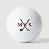 Crossed Clubs Golfer Modern Initial Logo Golfball (Vorderseite)