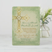 Crossed Corner Religiöse Hochzeiten Einladung (Stehend Vorderseite)