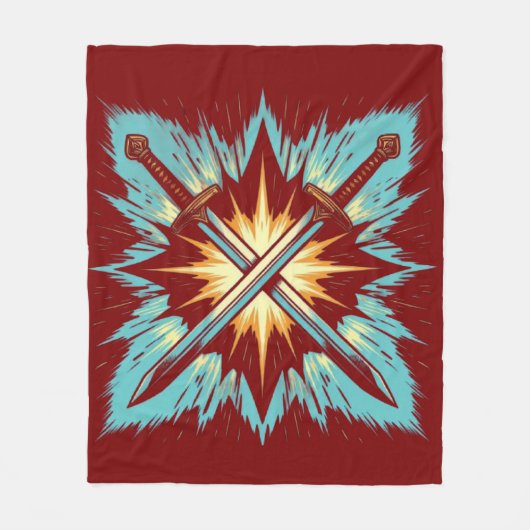 Crossed Fantasy Arrows with Glowing Energy – Dynam Fleecedecke (Vorderseite)