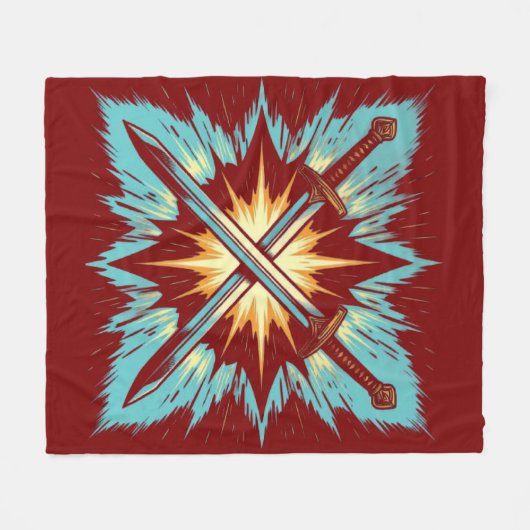 Crossed Fantasy Arrows with Glowing Energy – Dynam Fleecedecke (Vorderseite (Horizontal))