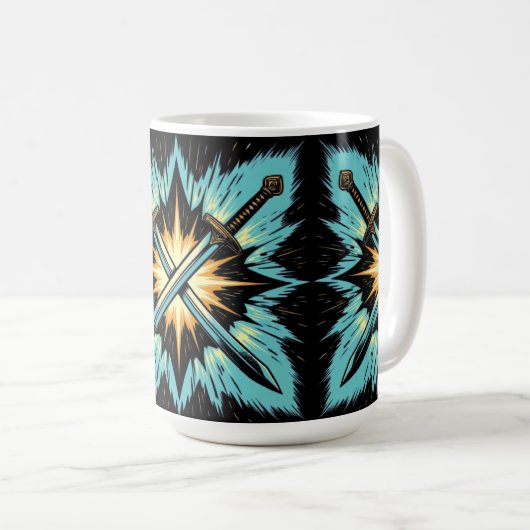 Crossed Fantasy Arrows with Glowing Energy – Dynam Kaffeetasse (VorderseiteRechts)