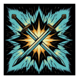 Crossed Fantasy Arrows with Glowing Energy – Dynam Poster