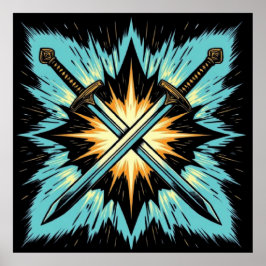 Crossed Fantasy Arrows with Glowing Energy – Dynam Poster