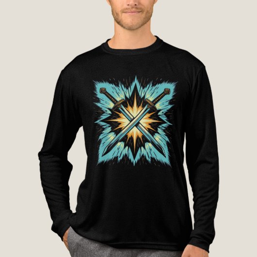 Crossed Fantasy Arrows with Glowing Energy – Dynam Tri-Blend Shirt (Vorderseite)