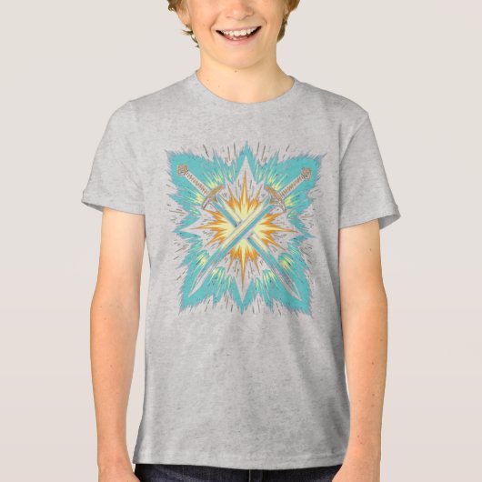Crossed Fantasy Arrows with Glowing Energy – Dynam Tri-Blend Shirt (Vorderseite)