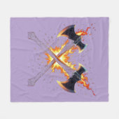 Crossed Fantasy Axes with Fiery Energy – Powerful  Fleecedecke (Vorderseite (Horizontal))