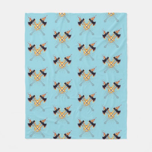 Crossed Fantasy Axes with Fiery Energy – Powerful  Fleecedecke (Vorderseite)