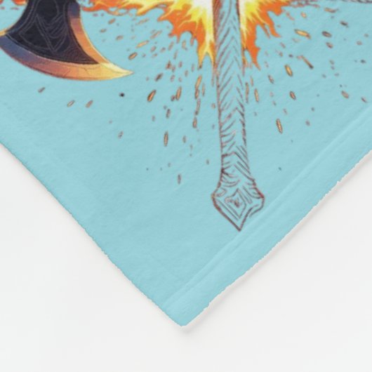 Crossed Fantasy Axes with Fiery Energy – Powerful  Fleecedecke (Ecke)