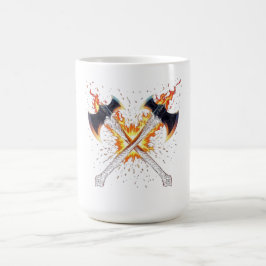 Crossed Fantasy Axes with Fiery Energy – Powerful  Kaffeetasse