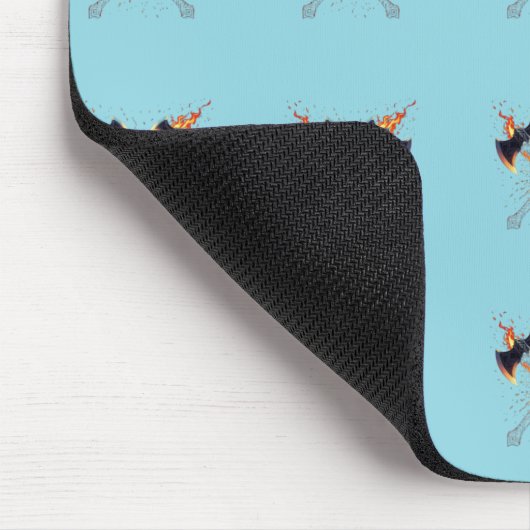Crossed Fantasy Axes with Fiery Energy – Powerful  Mousepad (Ecke)