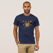 Crossed Fantasy Axes with Fiery Energy – Powerful  T-Shirt (Vorne ganz)