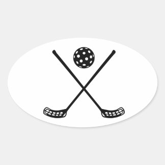 Crossed Floorball Sticks Ovaler Aufkleber
