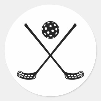 Crossed Floorball Sticks Runder Aufkleber