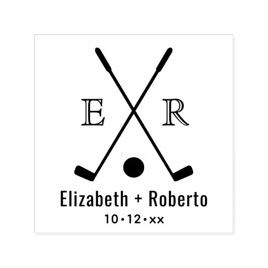 Crossed Golf Clubs Couple 2 Initial Monogram Permastempel (Design)