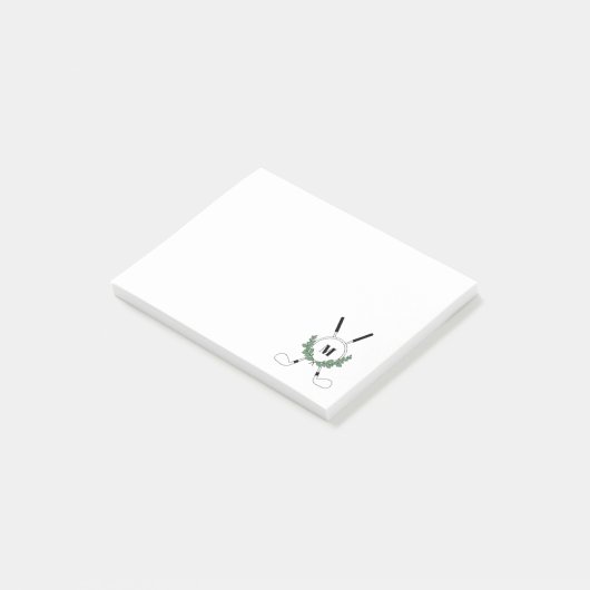 Crossed Golf Clubs Monogram Post-it Klebezettel (angewinkelt)